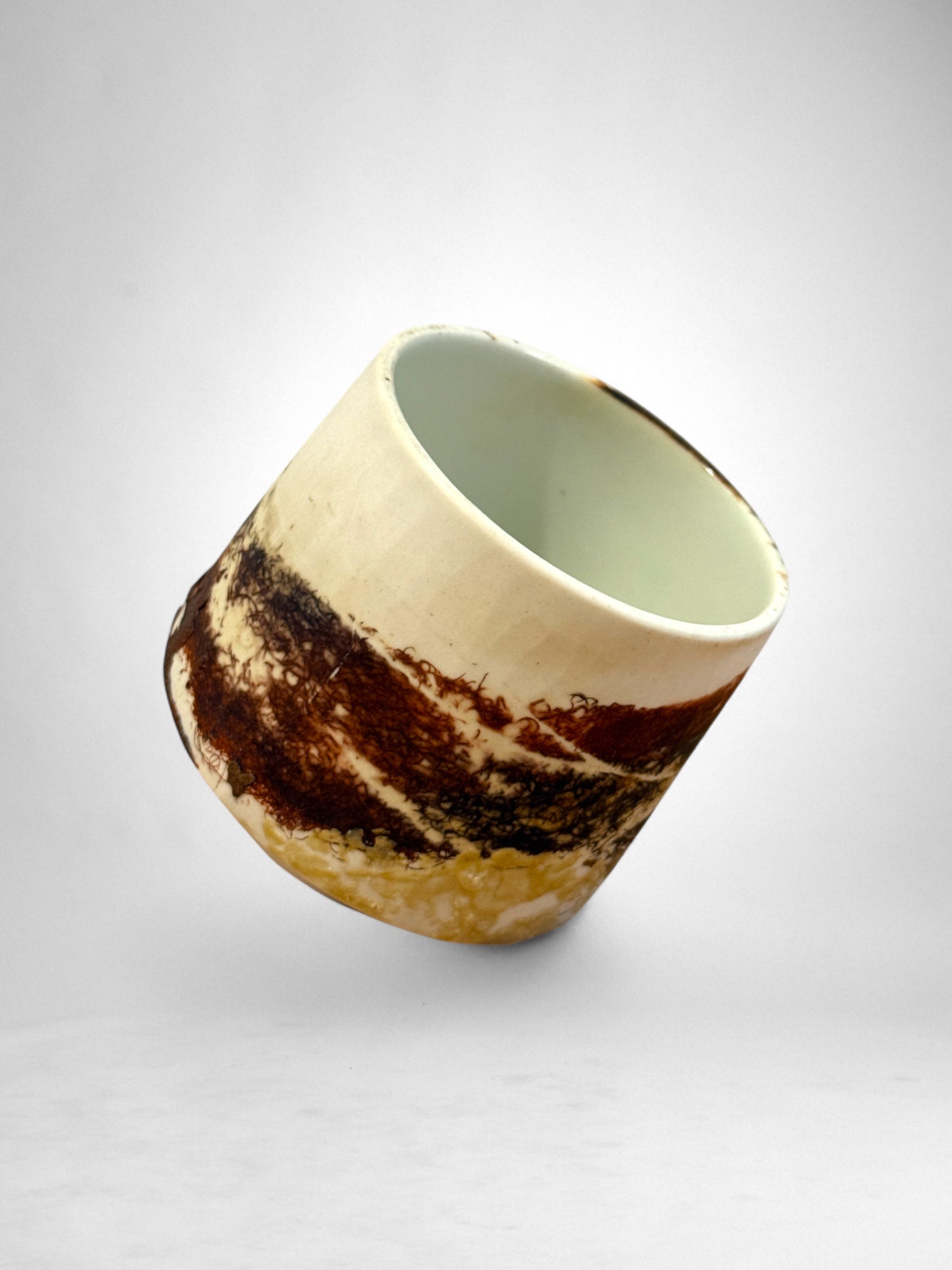 Saggar-Fired Porcelain Cup – Charred Earth (1)