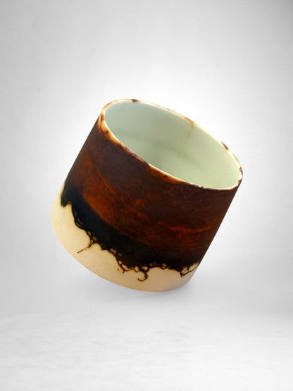 Saggar-Fired Porcelain Cup – Molten Horizon (1)