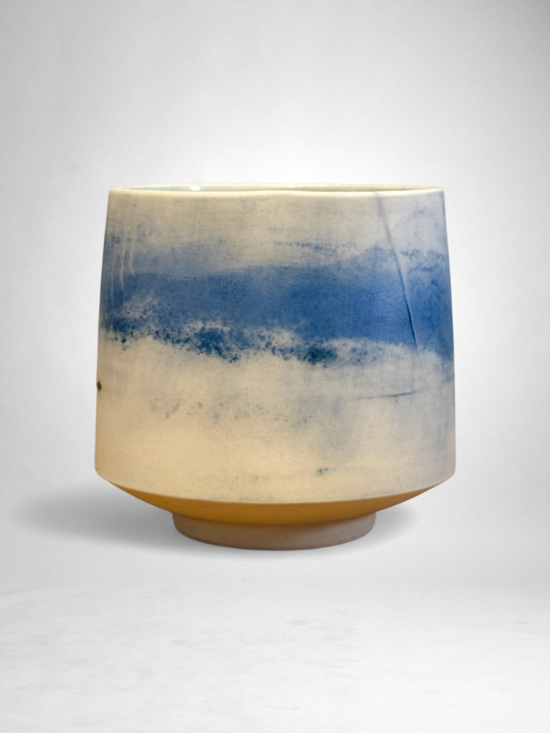 Saggar-Fired Porcelain Cup – Cobalt Mist (1)
