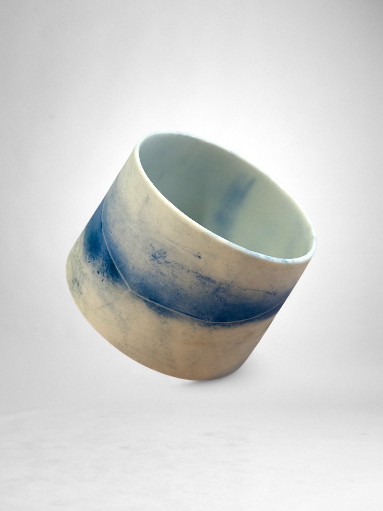 Saggar-Fired Porcelain Cup – Cobalt Mist (2)