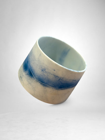 Saggar-Fired Porcelain Cup – Cobalt Mist (2)