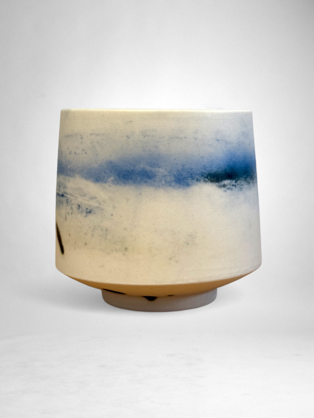 Saggar-Fired Porcelain Cup – Cobalt Mist (3)