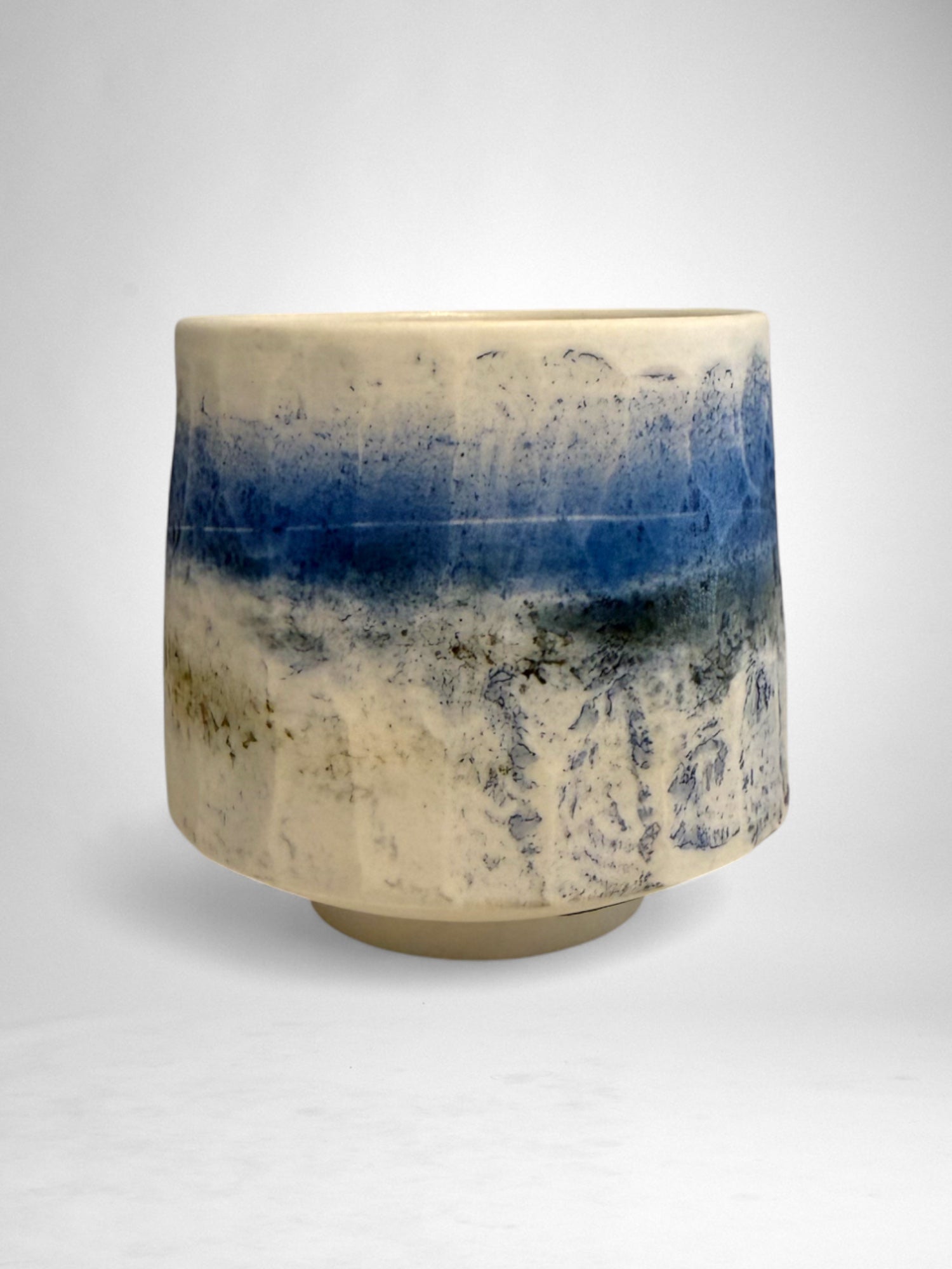 Saggar-Fired Porcelain Cup – Cobalt Mist (4)