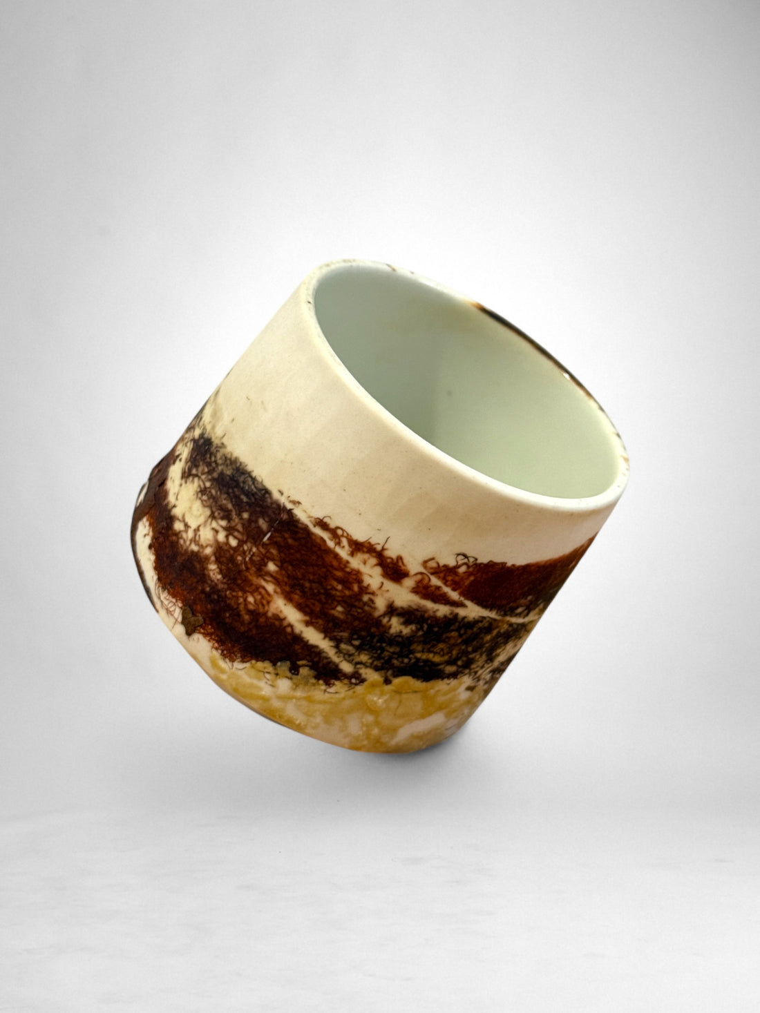 Saggar-Fired Porcelain Cup – Charred Earth (1)