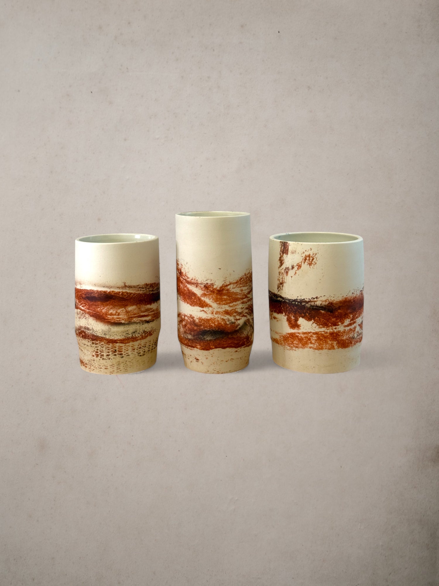 Handmade Porcelain Saggar-Fired Vases (Set 1)