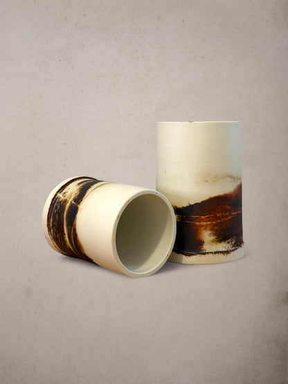 Handmade Porcelain Saggar-Fired Vases (Set 2)