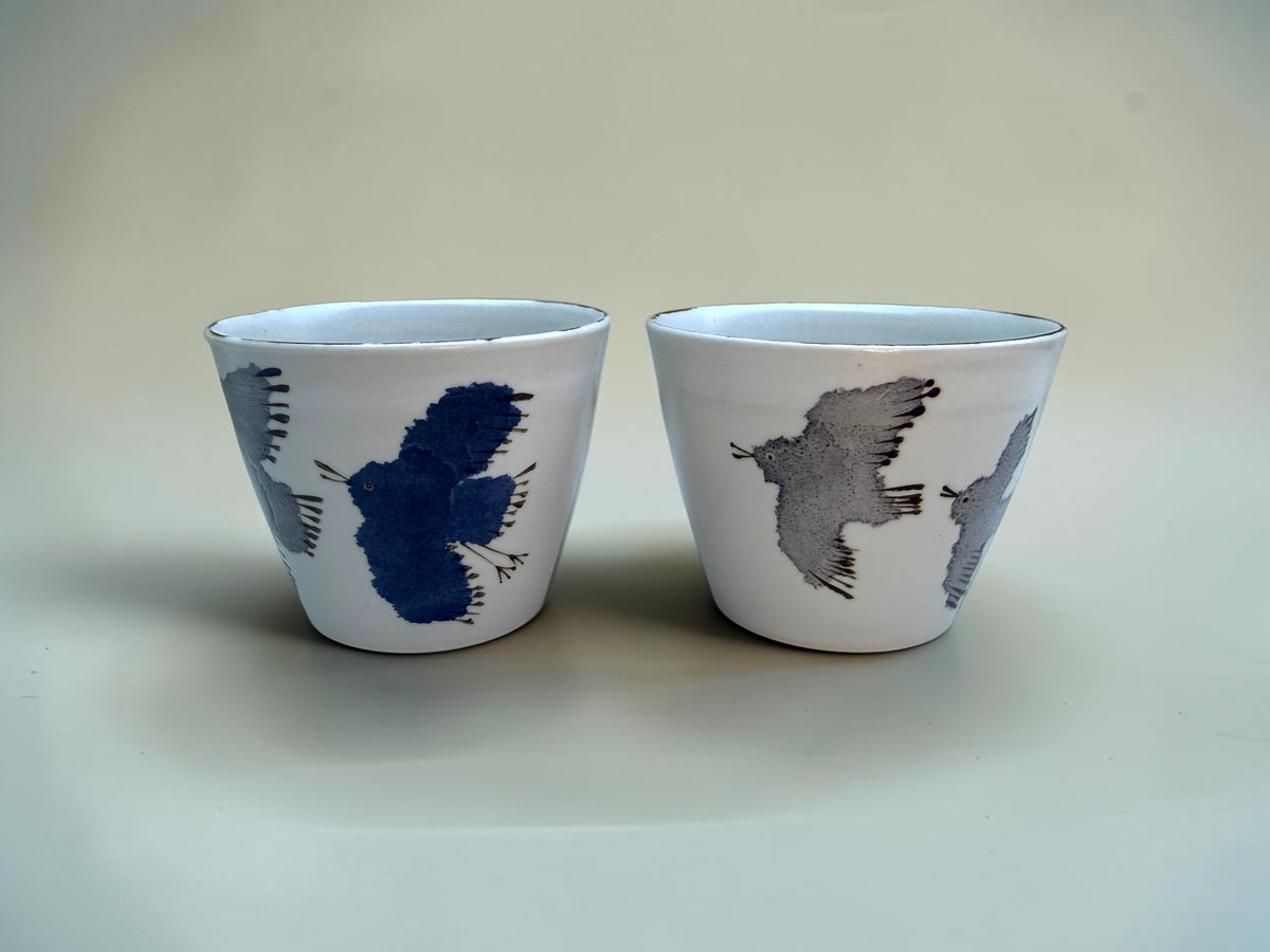 Wani Studio blue watercolor bird cup