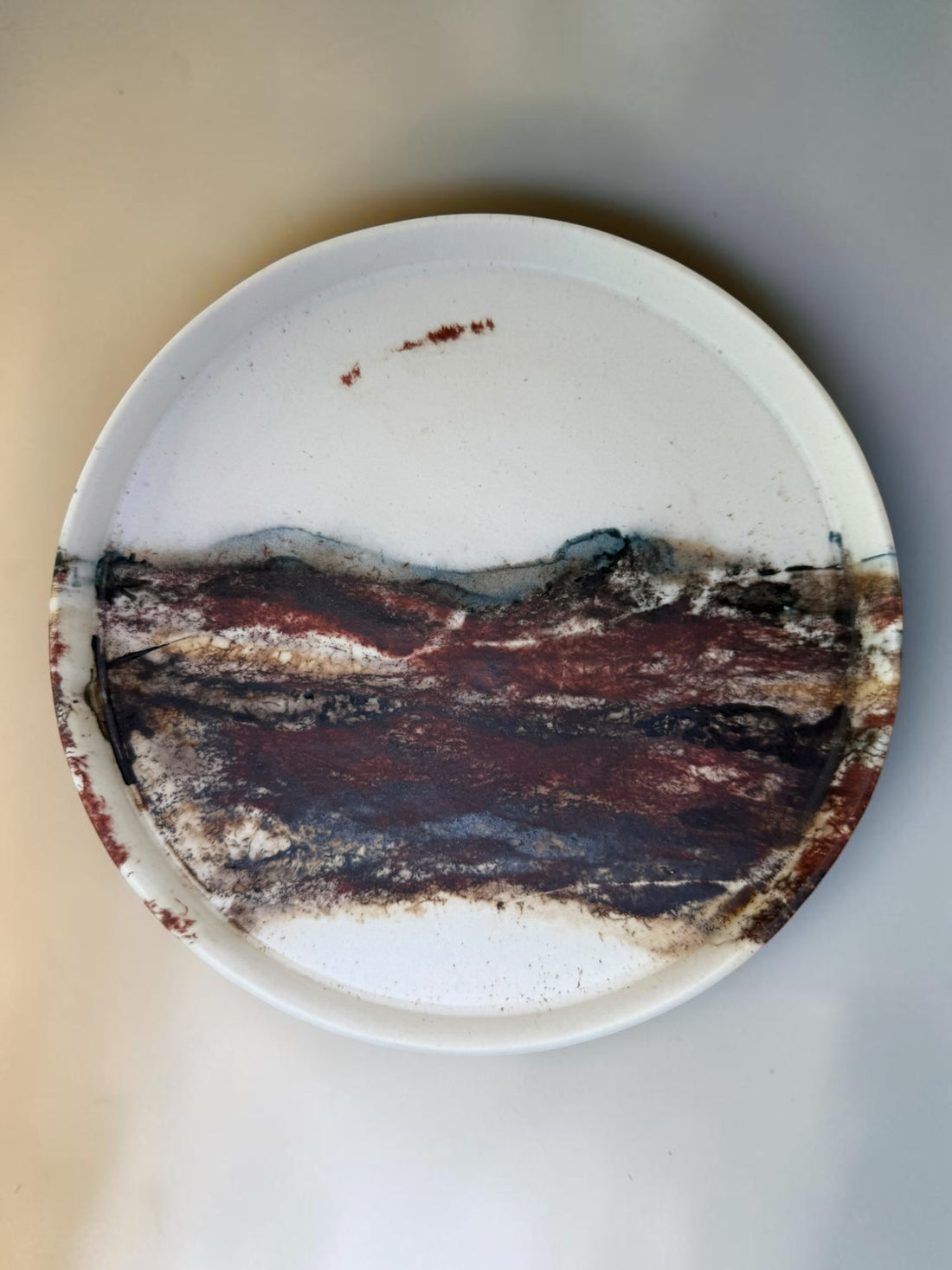 Echoes of Fire nesting plates, stacked view showing saggar fire markings