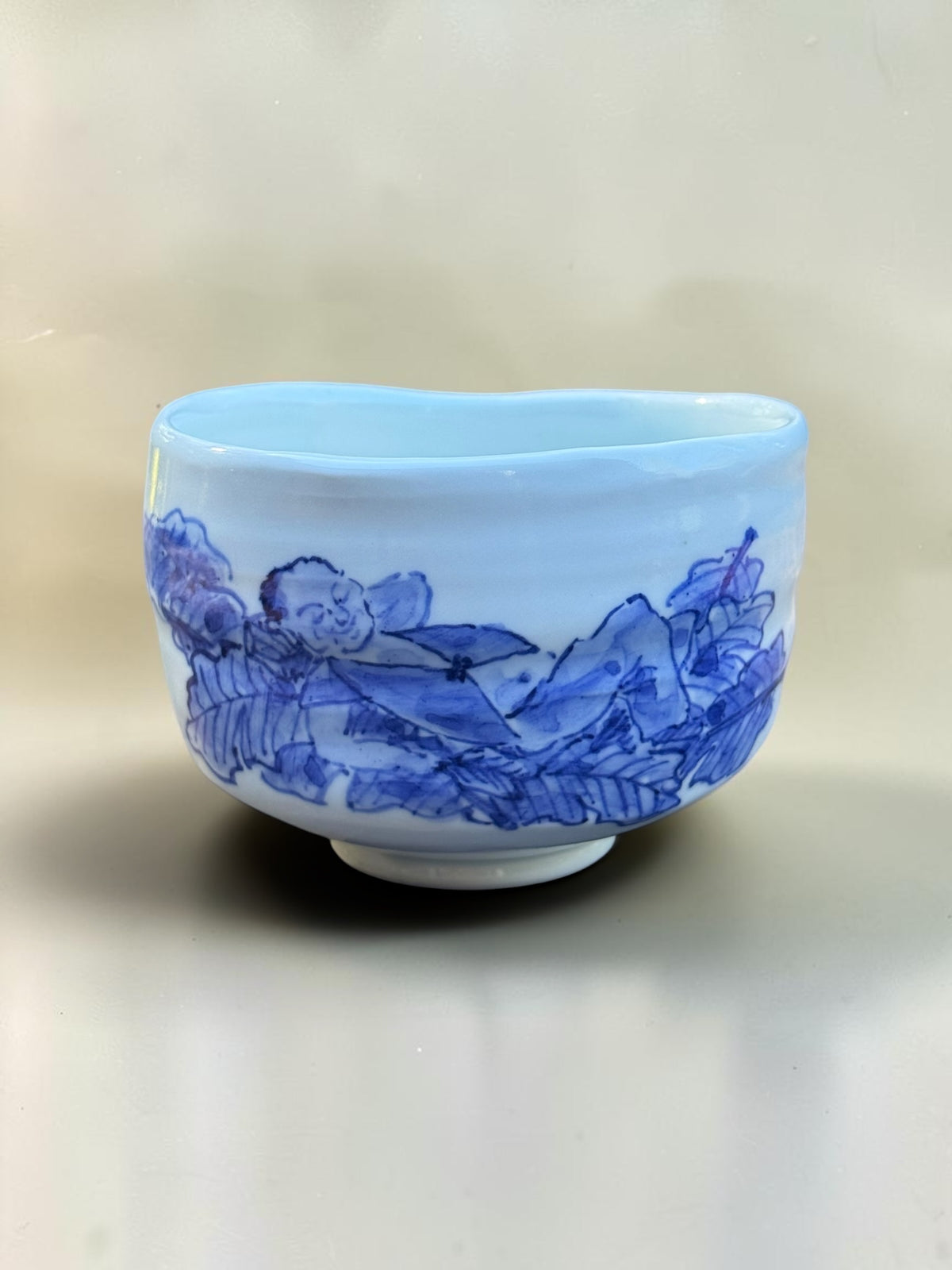 Nishihara Akira reclining figure chawan, blue