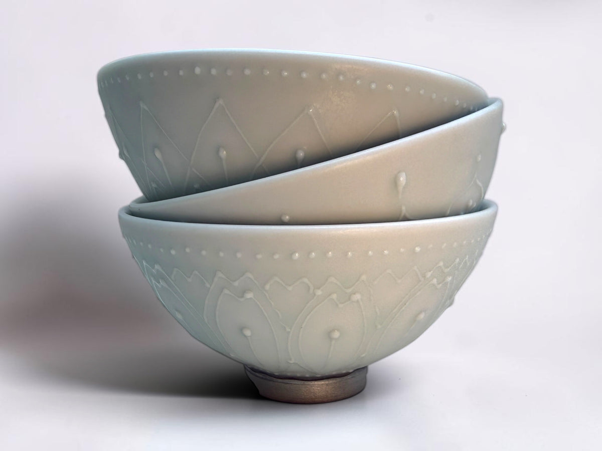 Cacao Pottery lotus-petal celadon bowl, large