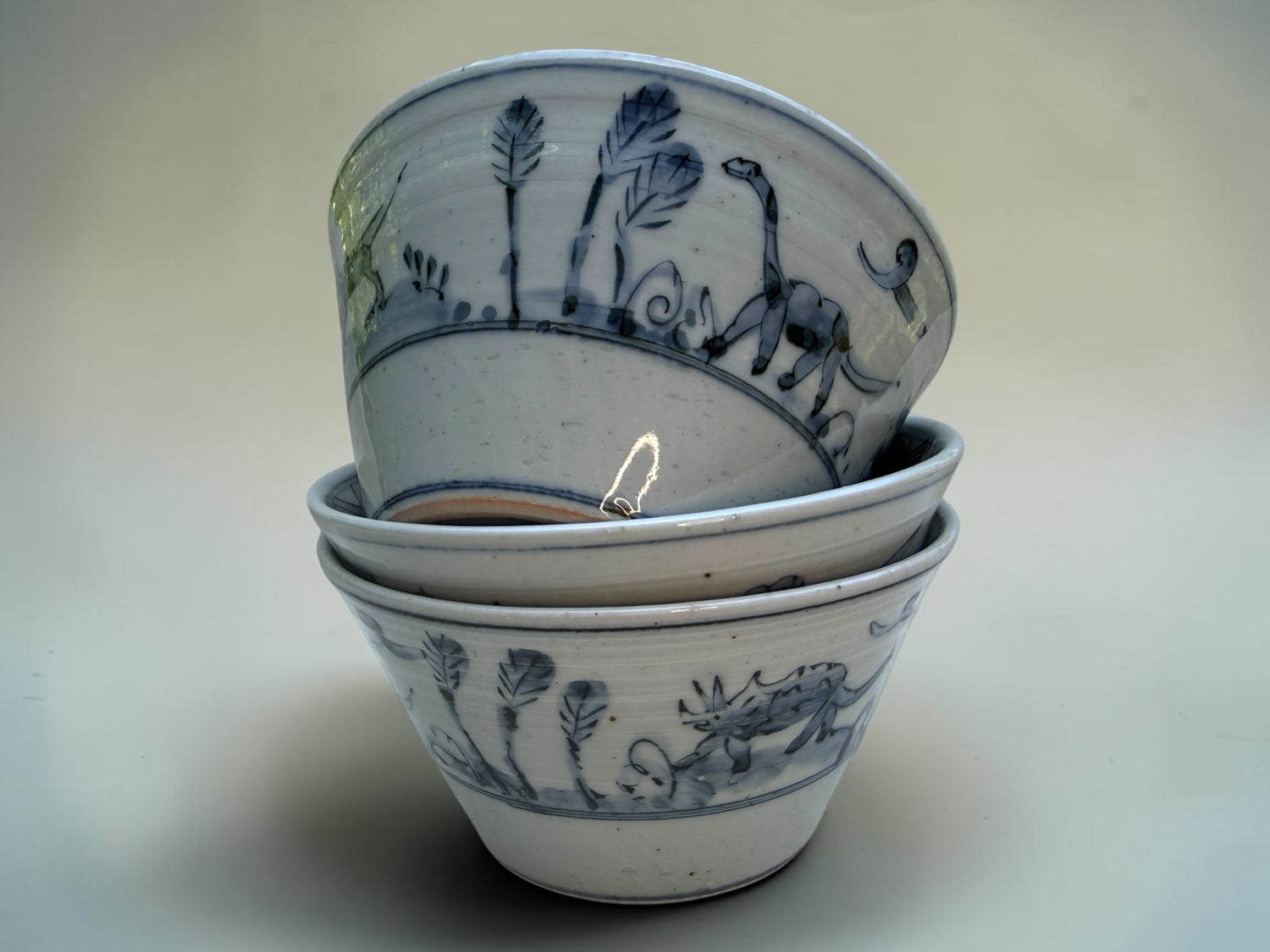 Wani Studio Brontosaurus bowl, wide form with interior cross-hatch
