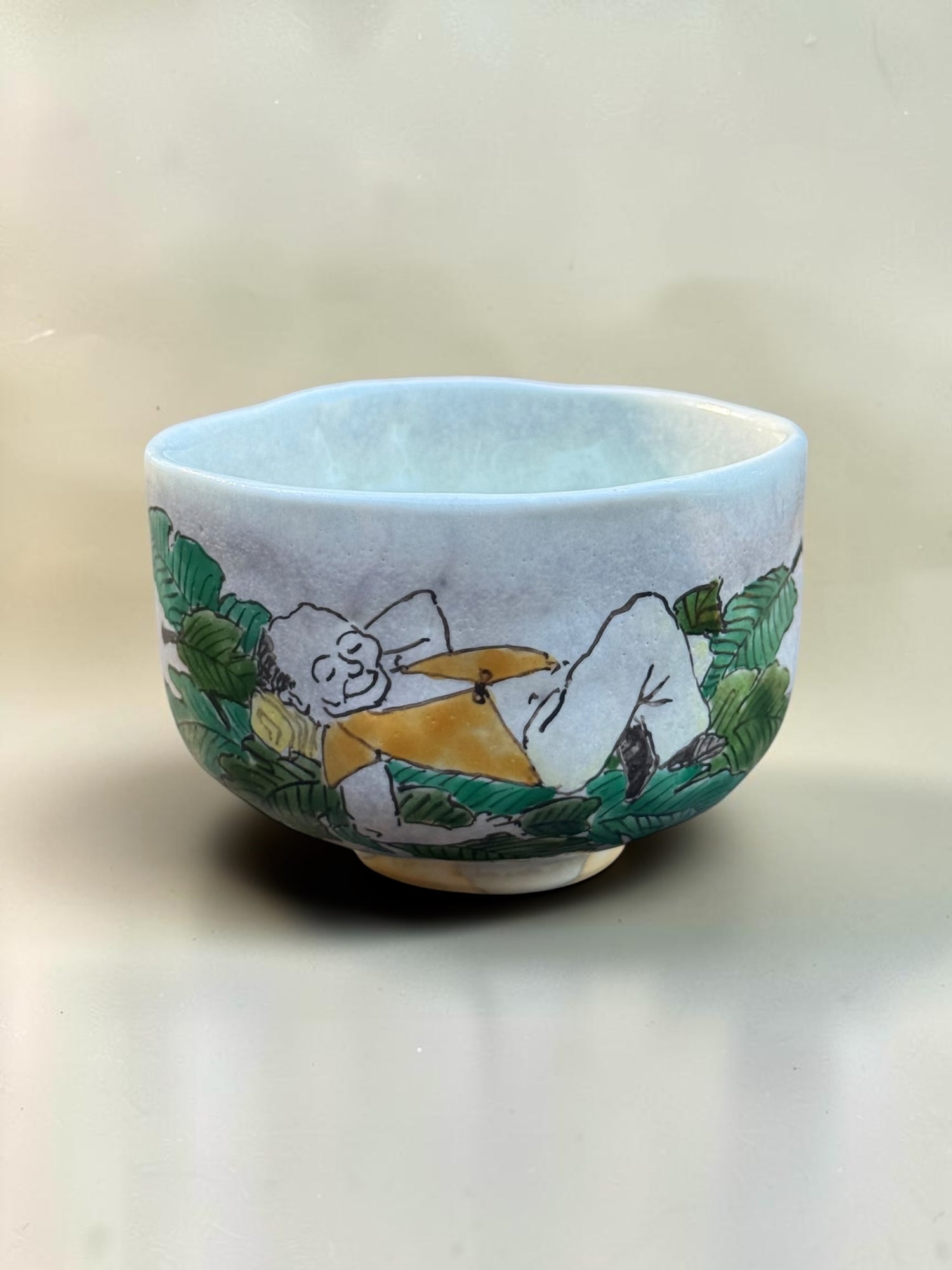 Nishihara Akira reclining figure chawan, polychrome