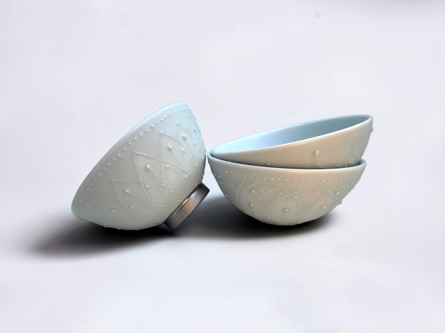 Cacao Pottery lotus-petal celadon bowl, medium